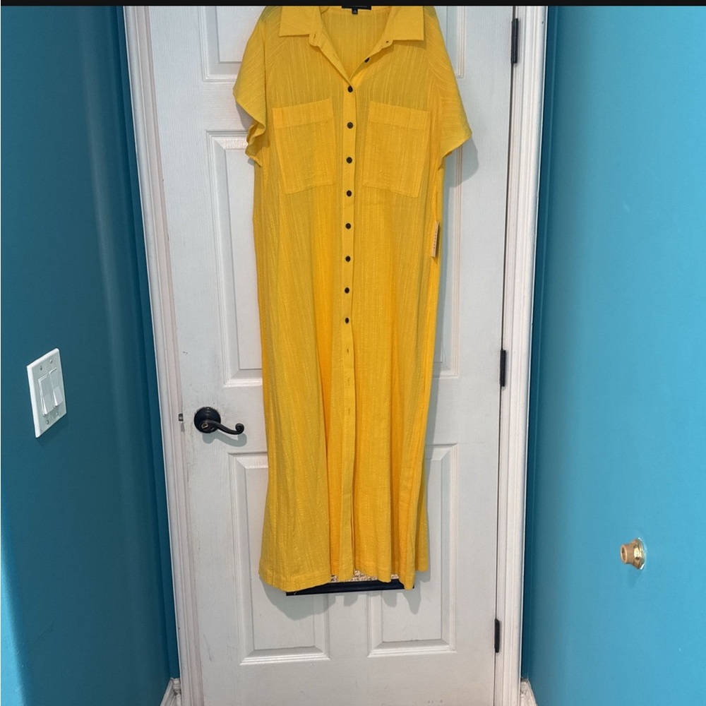 Yellow Button-Down Maxi Dress